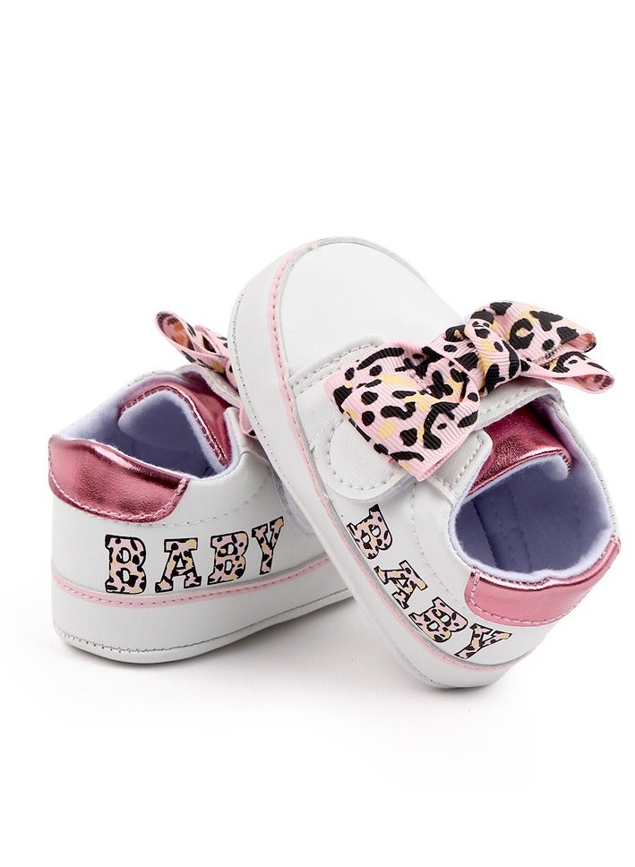 DecoLoral DECOR ME Toddler Shoes for Girls with Pink color Leopard Bow Hook Loop Toddler Girl Dress Shoes US Size 5  - Image 5