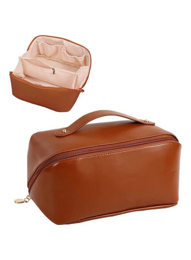 Selunay Waterproof Portable Pouch Open Flat Make Up Bag Organizer with Portable Makeup Organizer with Compartments Flat Lay Bags - Image 3
