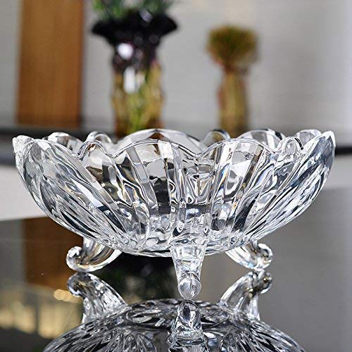 ONTRIP Crystal Touch Beautiful Designer 3 Leg Fruit Glass Bowl for Dining Table Transparent 9 inch Glass Fruit Bowl Used for Multipurpose - Image 4