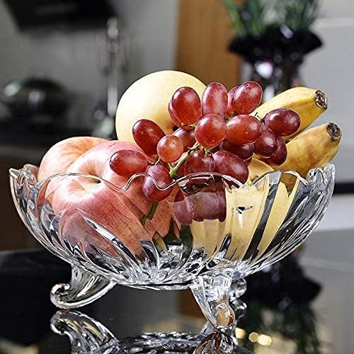 ONTRIP Crystal Touch Beautiful Designer 3 Leg Fruit Glass Bowl for Dining Table Transparent 9 inch Glass Fruit Bowl Used for Multipurpose - Image 2