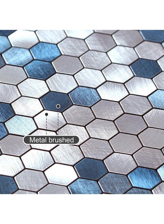 Benice BeNice Peel and Stick Backsplash Kitchen Tiles,Stick on Backsplash Peel and Stick Mosaic Tiles Penny Hexagon Backsplash Small Tiles Metal Backsplash(10PCS,Blue)  - Image 2