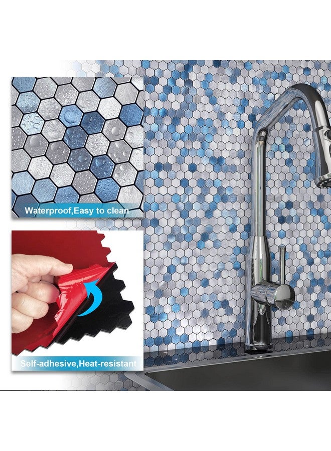 Benice BeNice Peel and Stick Backsplash Kitchen Tiles,Stick on Backsplash Peel and Stick Mosaic Tiles Penny Hexagon Backsplash Small Tiles Metal Backsplash(10PCS,Blue)  - Image 5
