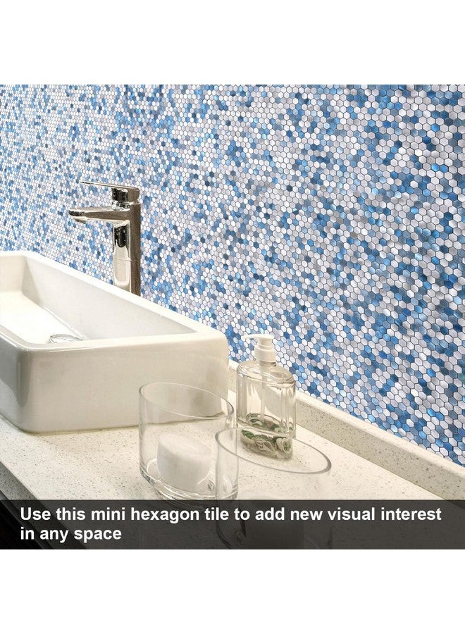 Benice BeNice Peel and Stick Backsplash Kitchen Tiles,Stick on Backsplash Peel and Stick Mosaic Tiles Penny Hexagon Backsplash Small Tiles Metal Backsplash(10PCS,Blue)  - Image 3