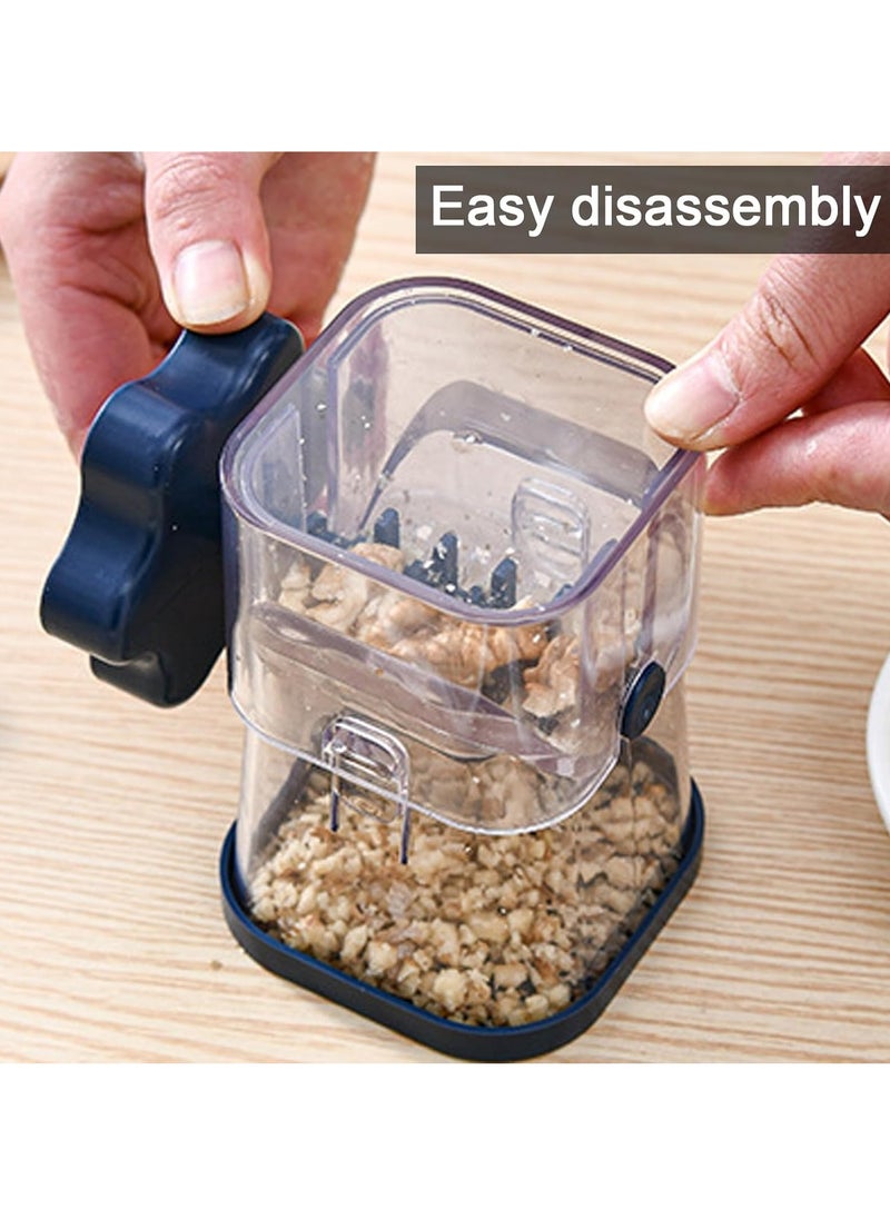 Manual Nut Chopper/Grinder/Crusher, Transparent Dried Fruit Crusher, Multifunctional Portable Nut Grinding Tool, Manual Chocolate Masher, 360 Degree Rotating Handle Kitchen Accessories (Dark Blue)