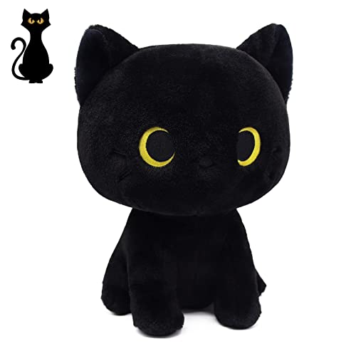 LSYDCARM Black Cat Plush 8inch Cute Cat Stuffed Animals Plushies for Girls Kawaii Kitten Plushie Soft Cuddle Pillow for Kids Birthday Gift for Kids Boys Girls Easter Gifts - Image 1