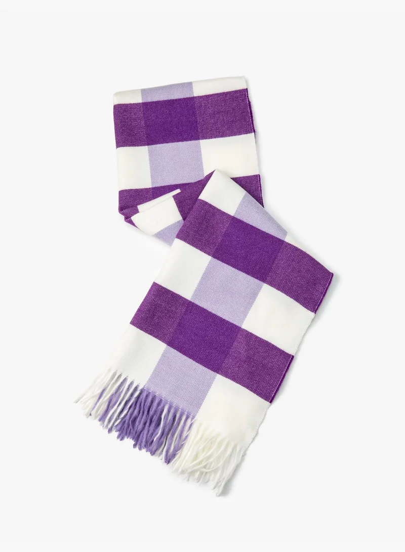 KOTON Soft Touch Tasseled Multicolor Scarf