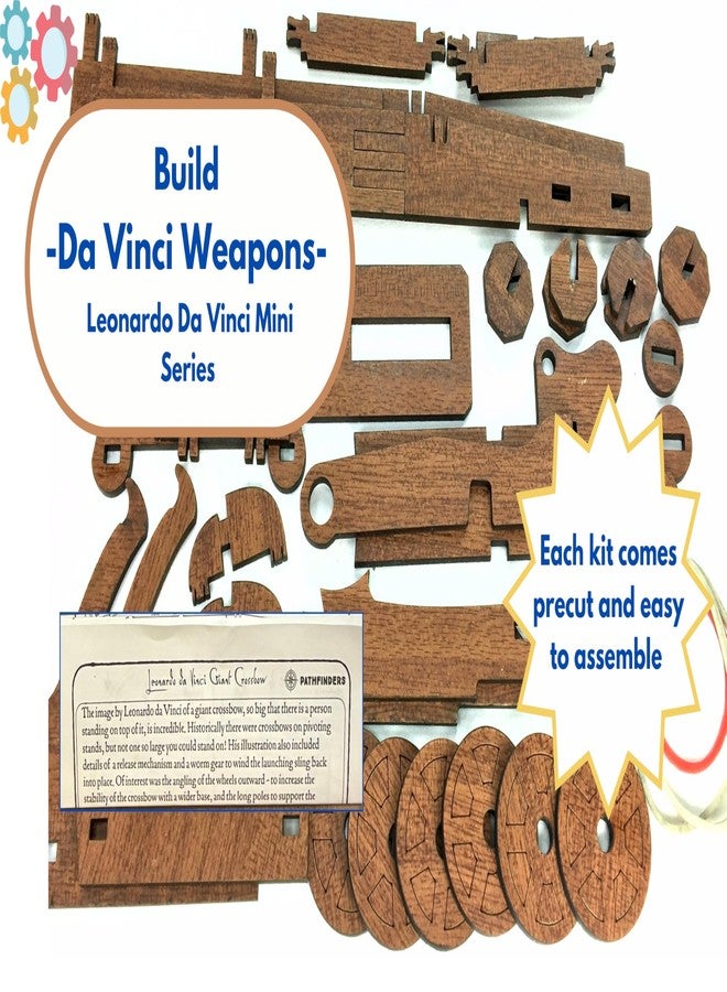PATHFINDERS Leonardo Da Vinci weapons mini model kits catapult crossbow bombard set of 3 Engineering kits Educational Toys for Kids Science kit for Kids Age 8-10 10-12 stem Projects Wood Building Kits - Image 2