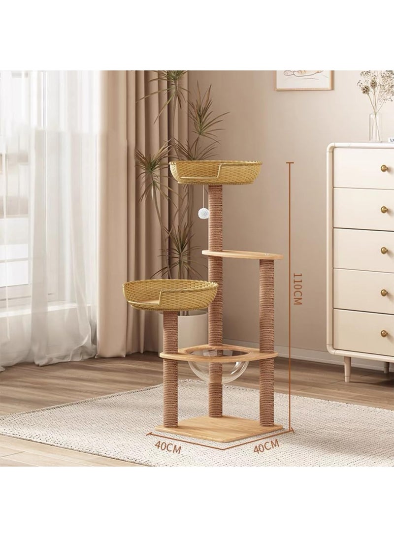 ليموس برج قطط مع عمود خدش من السيزال شجرة قطط متعددة المستويات بيت لعب ومكان راحة للقطط والحيوانات الأليفة المنزلية - Image 3