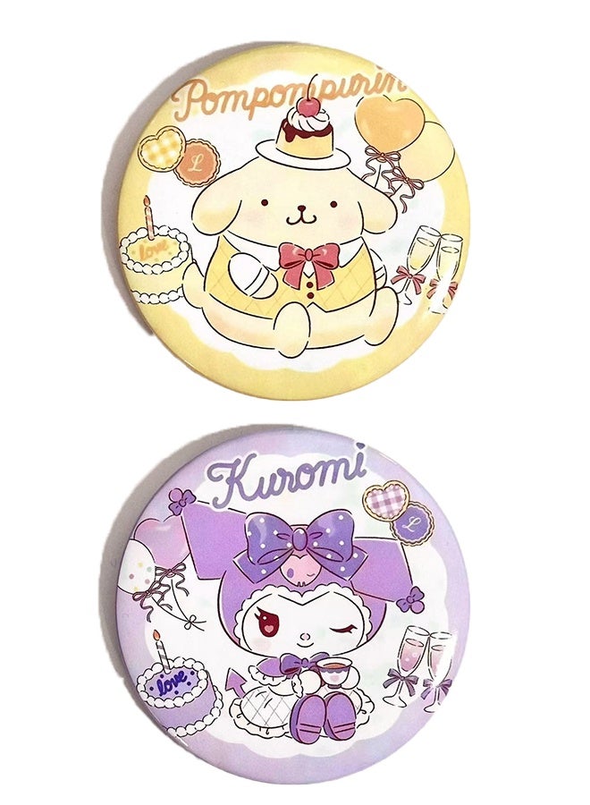 سانريو ٦ قطع من شارات أزرار سانريو، شارات دائرية معدنية، دبابيس صديقة للبيئة، للطلاب والأولاد والبنات، بتصاميم مرحة وأنيقة. - Image 4