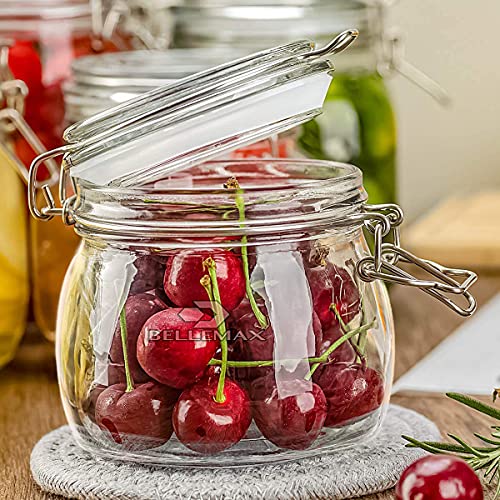 bellemax Airtight Glass Canister with Lids Food Storage Jar Octagon-Storage Container with Clear Preserving Seal Wire Clip Fastening for Kitchen Canning Pasta Sugar,Beans,Spice Set of (500ML, 1-PC) - Image 2