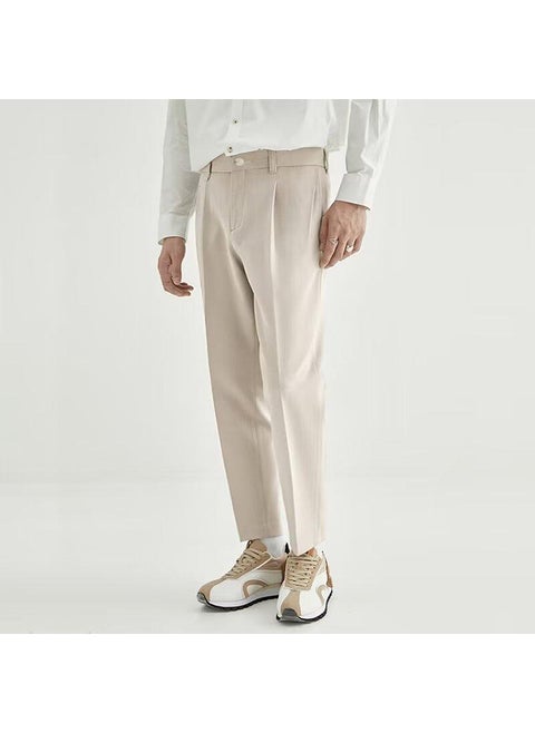 Mens Spring Autumn Wrinkle-Free Trousers Khaki (nine points)