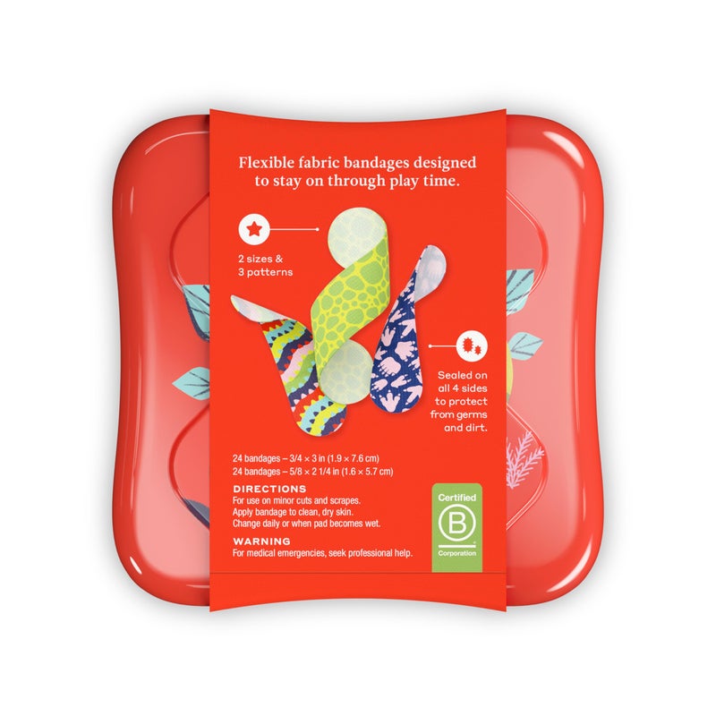 Welly Bandages | Adhesive Flexible Fabric Bravery Badges | Assorted Shapes for Minor Cuts, Scrapes, and Wounds | Colorful and Fun First Aid Tin | Dinosaur Patterns - 48 Count - Image 2