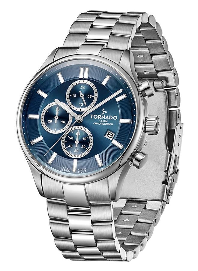 TORNADO - Tornado CELESTIA ELITE Men's Japan Quartz Movement Watch, Chronograph Display and High Quality Solid Stainlesss Steel Strap - T6106B-SBSN, Silver - Image 1