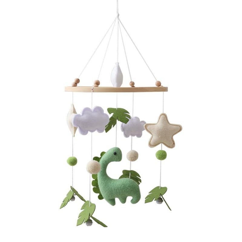 Baby Crib Mobile, Baby Nursery Mobile Handmade, Felt Forest Animal Mobile for Baby Boys and Girls, Woodland Nursery Decor for Infant Bedroom, Hanging Gender Neutral, Baby Stuff Dinosaur - Image 4