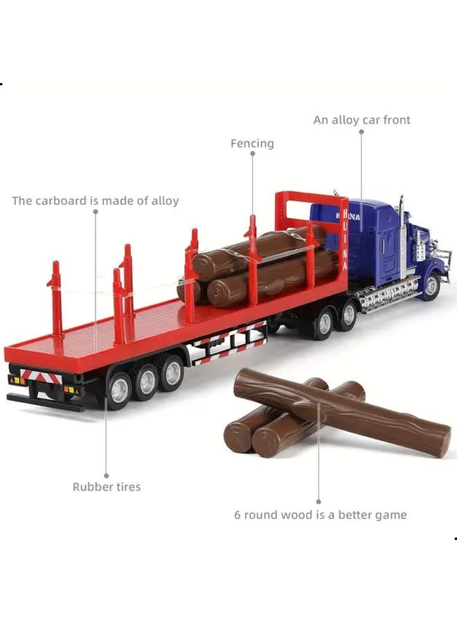 1 50 Scale Alloy American Wood Transport Truck Model Inertial Sliding Toy For 8 - Image 5