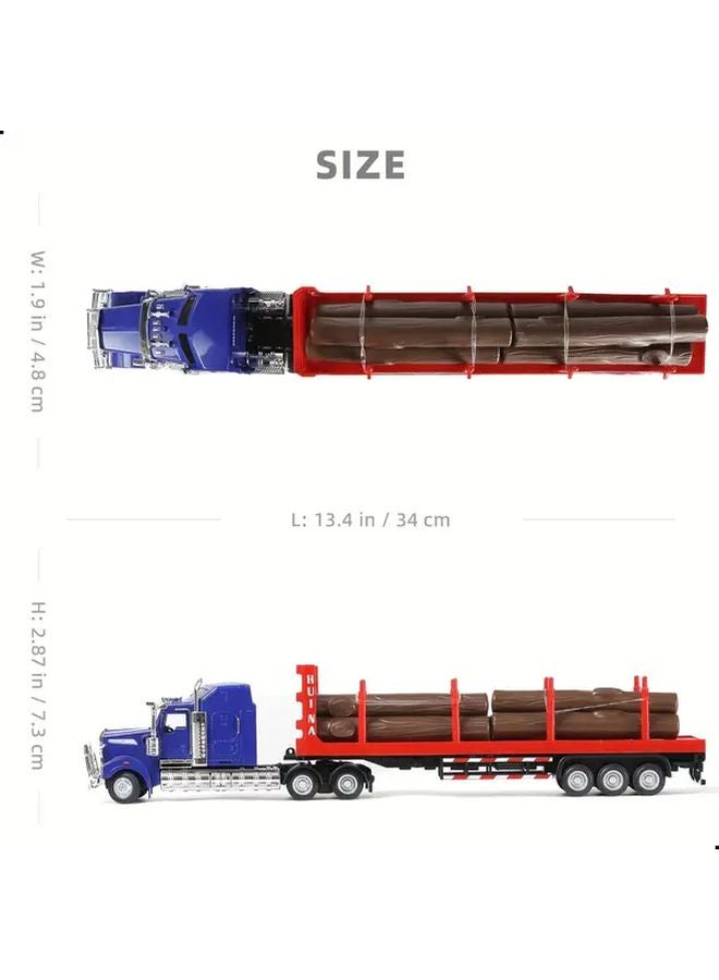 1 50 Scale Alloy American Wood Transport Truck Model Inertial Sliding Toy For 8 - Image 3