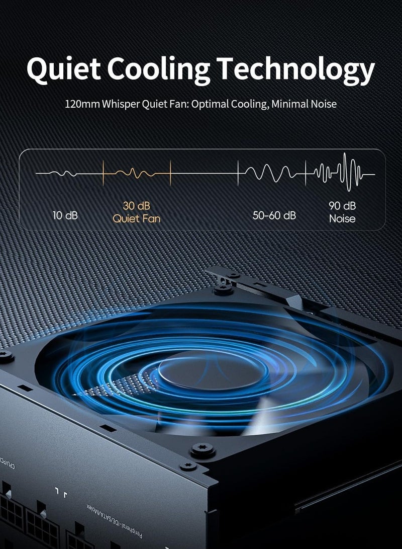 مزود طاقة 750 واط معتمد 80 بلس برونز مروحة 120 مم بتقنية الديناميكا السائلة - Image 4