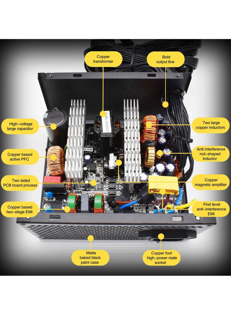 مزود طاقة 750 واط معتمد 80 بلس برونز مروحة 120 مم بتقنية الديناميكا السائلة - Image 3