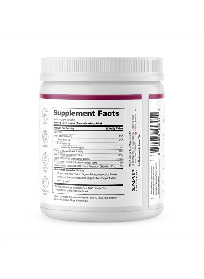 SNAP SUPPLEMENTS USDA Organic Beet Root Powder, 3-in-1 Nitric Oxide Supplement, Support Healthy Blood Circulation, 250g  - Image 5