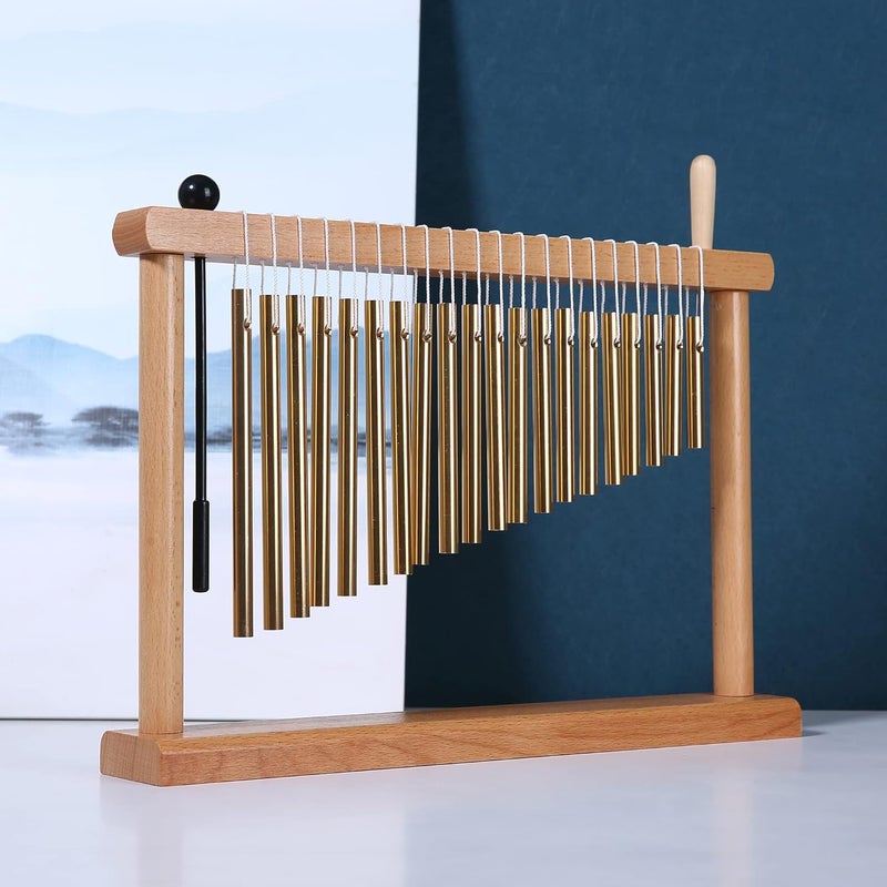 Mihey 20Note Chime Bar Table Top Wind Chime Music Percussion Instrument with Mallet Golden  - Image 4