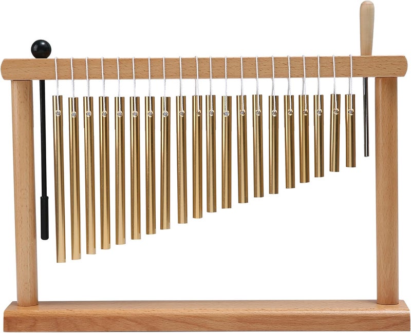 Mihey 20Note Chime Bar Table Top Wind Chime Music Percussion Instrument with Mallet Golden  - Image 1