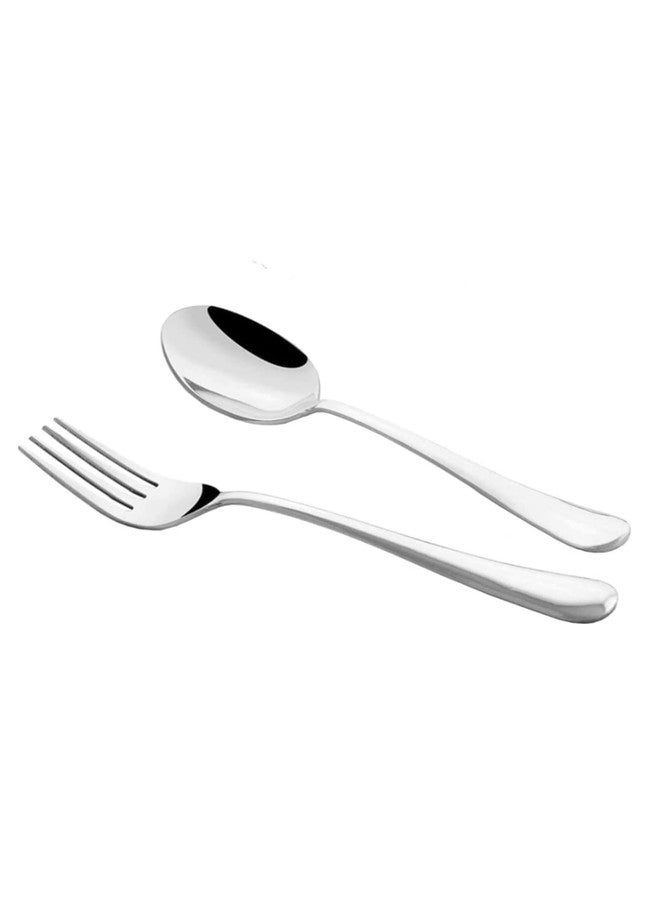 LTYNE 12 Pieces Stainless Steel Table Spoon & Fork for Tea, Coffee, Sugar, Condiments & Spices - Set of 12 (Contains 6 Table Spoons, 6 Forks) - Image 1