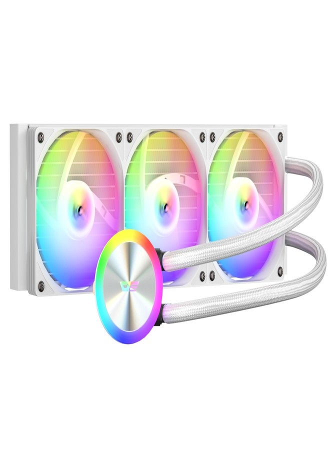darkFlash DG360 All-in-one Liquid CPU Cooler, High-Performance Pump, ARGB Sync, PWM Daisy Chain Connection Fans, AIO Cooler Compatible with Intel 1851/1700, AMD AM4/AM5 (White, 360mm AIO) - Image 1