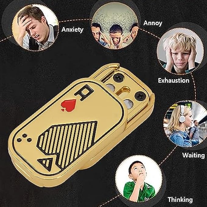 Nurnesy Fidget Slider, Metal Poker Push Card, Fidget Clicker, Toys for Adults Teens, Relieve Stress Anxiety ADHD, Gifts for Boyfriend, Husband and Father (Gold) - Image 3
