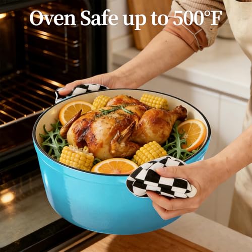 Blingco Enameled Cast Iron Dutch Oven with Lid -6.5 QT, incl. Sourdough Bread-Baking Supplies like Banneton Proofing Basket, Heavy Duty Cookware Bread-Oven for Baking, Stews, and Roasting, Sea Blue - Image 5