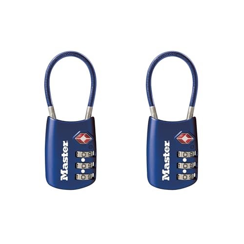 Master Lock Blue Set Your Own Combination TSA Approved Luggage Lock Travel Zipper Padlock is Perfect for Suitcases Bags or Backpacks 2 pk 4688BLUEC2 - Image 1