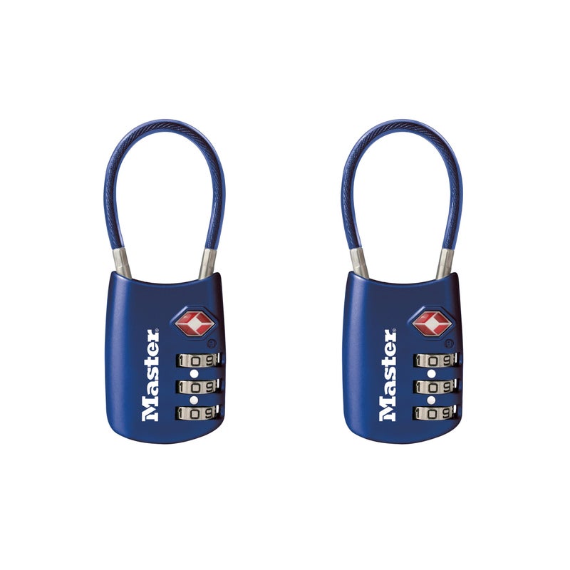 Master Lock Blue Set Your Own Combination TSA Approved Luggage Lock Travel Zipper Padlock is Perfect for Suitcases Bags or Backpacks 2 pk 4688BLUEC2 - Image 2