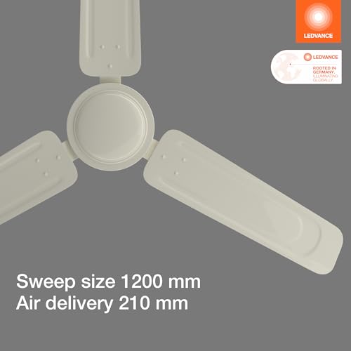 LEDVANCE Windy Ceiling Fan 1200mm | 400 RPM Speed | Low Power Consumption | Higher Air Delivery | BEE Star Rated | Heavy Motor | Suitable for Room, Schools & Offices | 2 Year Warranty - Ivory - Image 5
