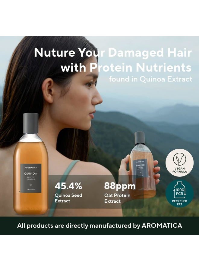 AROMATICA شامبو بروتين الكينوا 13.53 أونصة / 400 مل - يوفر البروتين والتغذية للشعر التالف للغاية - خالٍ من الكبريتات والسيليكون - Image 2