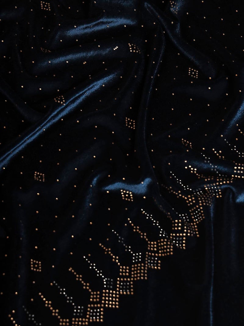 Pashmoda Women Makhamli Velvet Crystal Embellished Stole (Size 72X203 cms) - Image 3