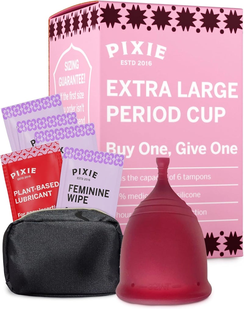 Pixie Cup - Soft, Safe, Reusable Menstrual Cup - Ranked 1 for The Best Tampon Alternative - 100% Medical-Grade Silicone Period Cup for Feminine Care - Buy One We Give One (XL) - Image 1