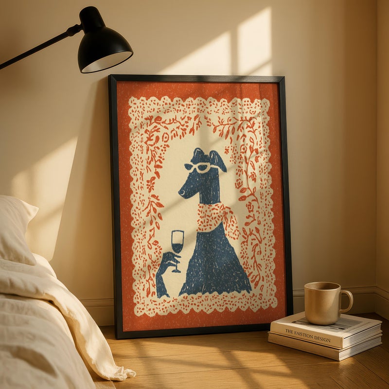 TNESSENTIAL Dog Wine Print, Funny Dog Wall Art, Whippet Greyhound Poster, Retro Kitchen Wall Art, Quirky Animal Print, Colorful Dining Room Decor - Image 4