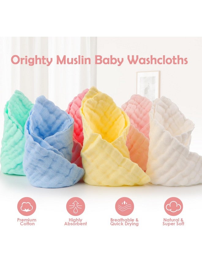 Orighty Muslin Baby Washcloths Pack Of 6 - Soft Face Cloths For Newborn, Absorbent Baby Bath And Face Towels, 100% Cotton Baby Wipes, Burp Cloths, Feeding Towels For Babies And Infants - 10 X 10’’ - Image 2