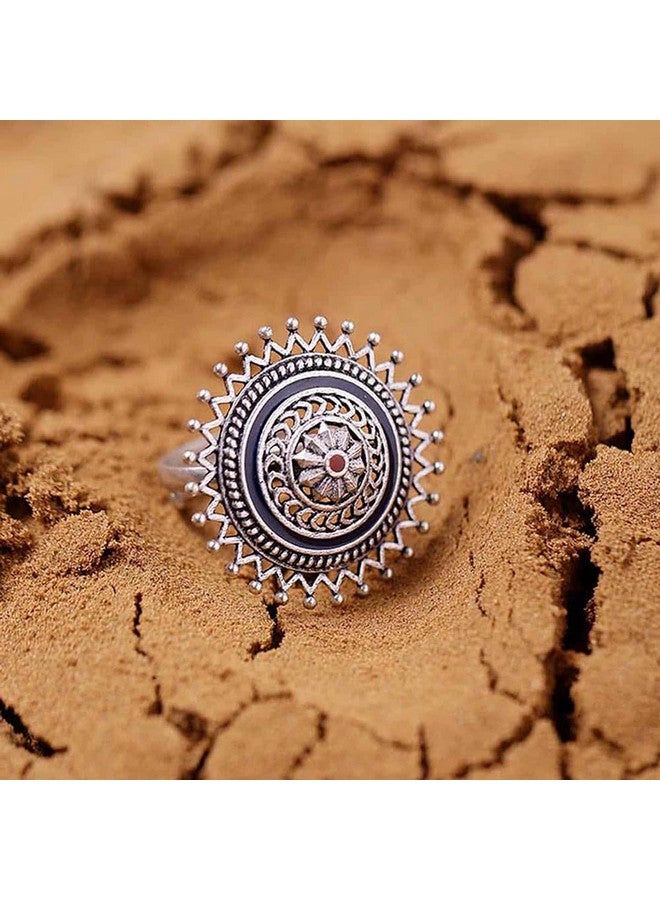 VOYLLA Mandala Multi-Colour Ring for Women|Oxidised Ring For Women|Adjustable Ring|Gift For Women| - Image 2