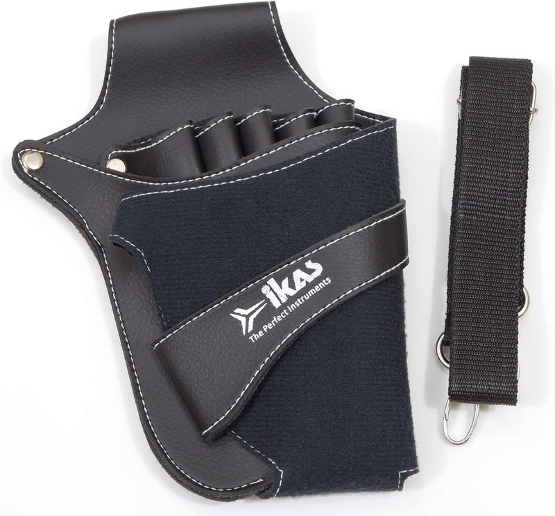Ikas IKAS Hair Scissors Holster Barber Pouch BagIKAS Waist Shoulder Belt for Hairdressers Salon Workers  PU Leather Shears Tool Case Bag Holder Black Men  Women