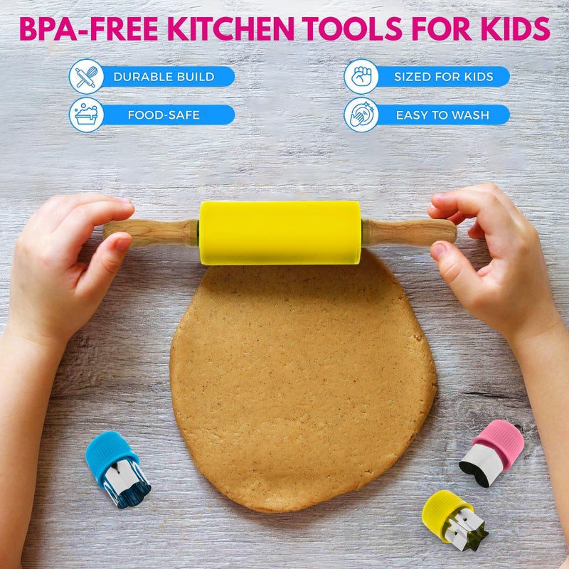 KEFF 30 Pcs Kids Kitchen Set for Cooking & Baking - Real Utensils with Kid Safe Cutting Board and Knife Set for Junior Chef. Montessori Kitchen Tools for Toddlers BPA-Free - Image 3