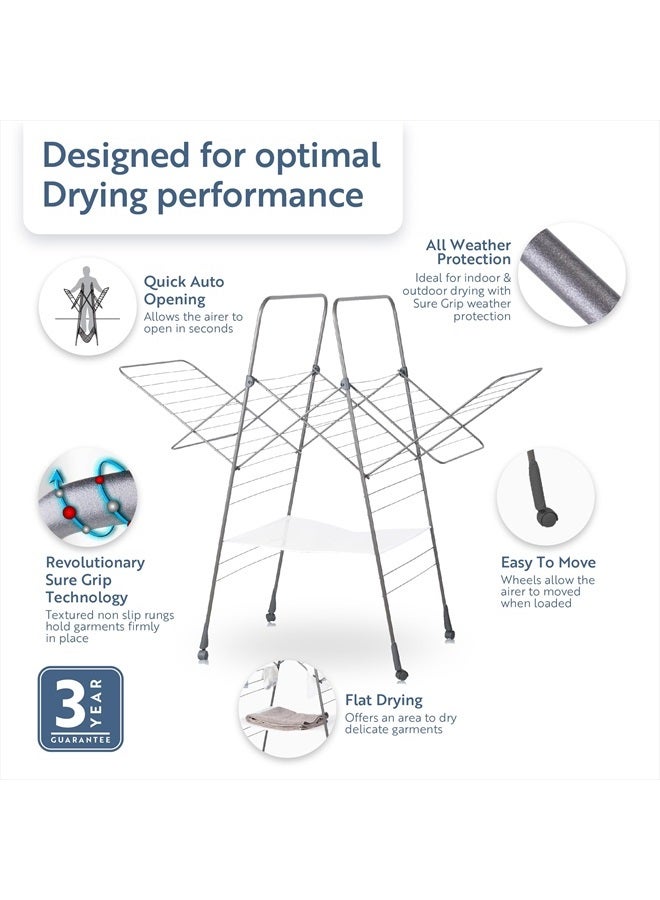 minky حامل تجفيف الملابس متعدد الاستخدامات من مينكي هومكير، قابل للطي، داخلي وخارجي، مع قضبان غير قابلة للانزلاق، 82 قدم من مساحة التجفيف، رمادي غامق - Image 2