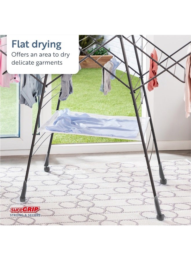 minky حامل تجفيف الملابس متعدد الاستخدامات من مينكي هومكير، قابل للطي، داخلي وخارجي، مع قضبان غير قابلة للانزلاق، 82 قدم من مساحة التجفيف، رمادي غامق - Image 5