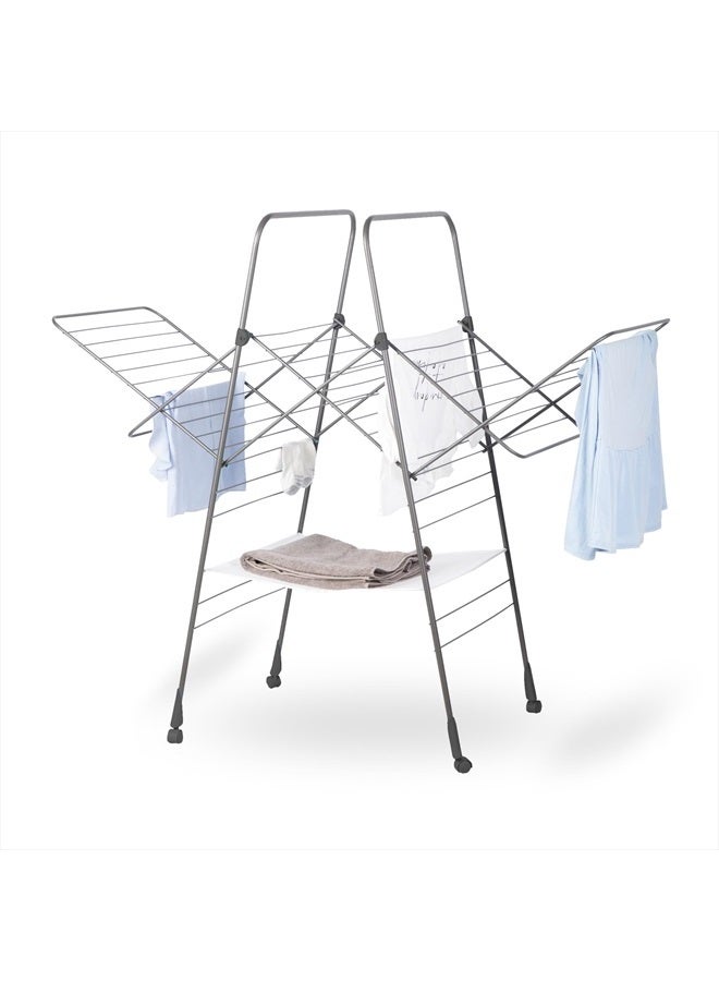 minky حامل تجفيف الملابس متعدد الاستخدامات من مينكي هومكير، قابل للطي، داخلي وخارجي، مع قضبان غير قابلة للانزلاق، 82 قدم من مساحة التجفيف، رمادي غامق - Image 1