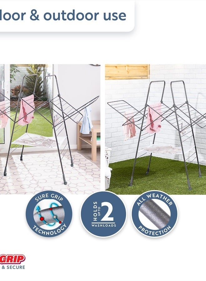 minky حامل تجفيف الملابس متعدد الاستخدامات من مينكي هومكير، قابل للطي، داخلي وخارجي، مع قضبان غير قابلة للانزلاق، 82 قدم من مساحة التجفيف، رمادي غامق - Image 4