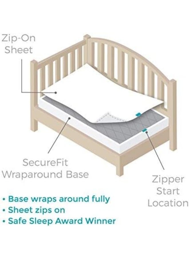 QUICKZIP - QuickZip Crib Extra Zip-On Sheet (SecureFit Wraparound Base Not Included) - Faster, Safer, Easier Baby Crib Sheets - Gray Dot 100% Cotton - Fits All Standard Crib Mattresses - Image 1