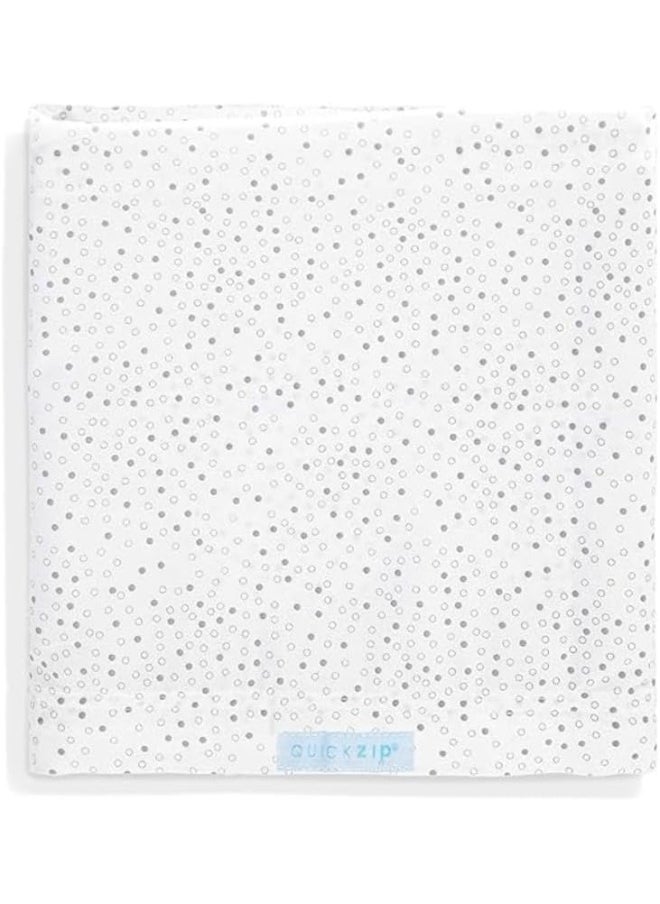 QUICKZIP - QuickZip Crib Extra Zip-On Sheet (SecureFit Wraparound Base Not Included) - Faster, Safer, Easier Baby Crib Sheets - Gray Dot 100% Cotton - Fits All Standard Crib Mattresses - Image 1