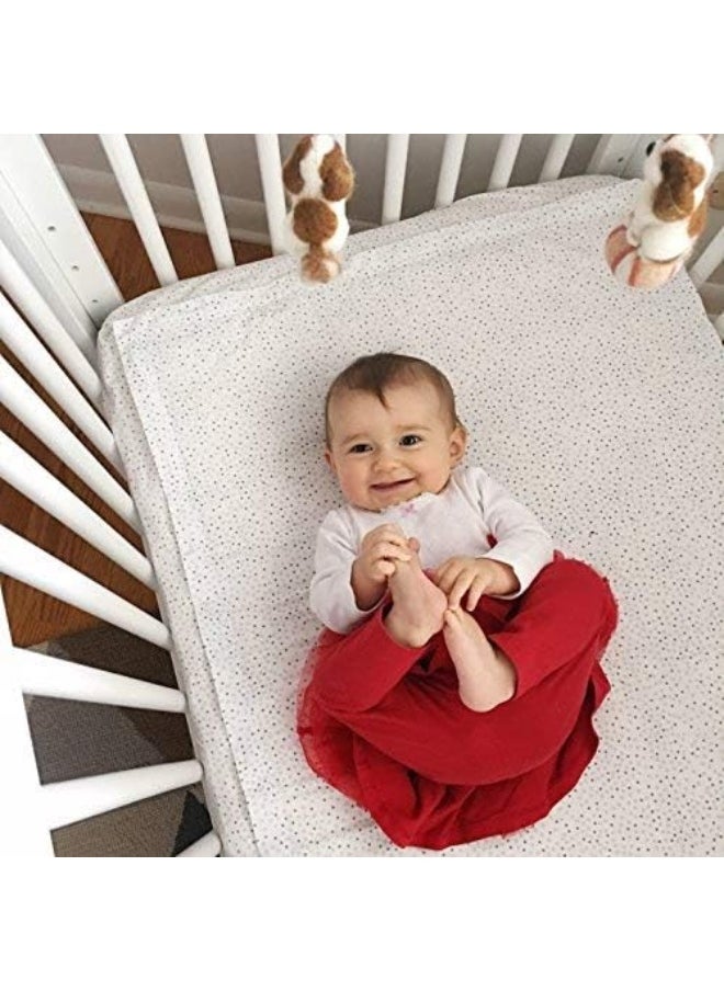QUICKZIP - QuickZip Crib Extra Zip-On Sheet (SecureFit Wraparound Base Not Included) - Faster, Safer, Easier Baby Crib Sheets - Gray Dot 100% Cotton - Fits All Standard Crib Mattresses - Image 1