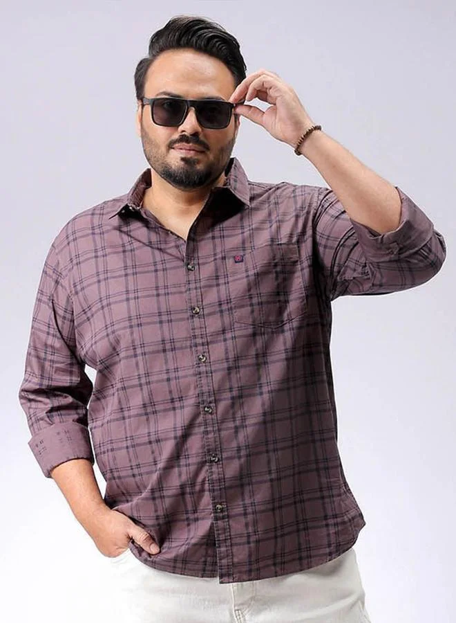 Take Two Plus Size Men Purple Plaid Shirt By Hardsoda