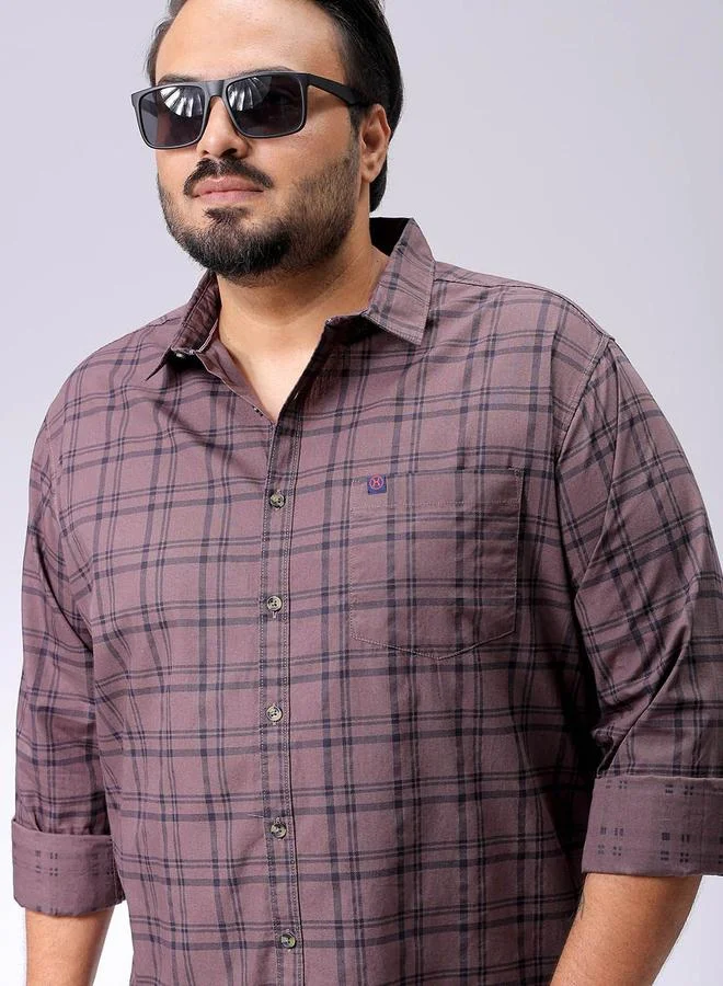 Take Two Plus Size Men Purple Plaid Shirt By Hardsoda
