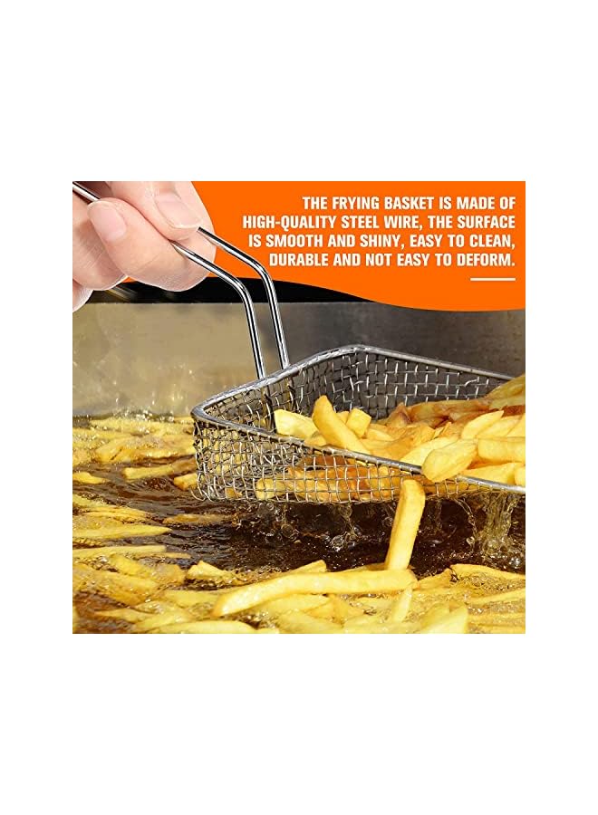 Raxoom Square Fry Basket Steel French Fry Chip Basket Food Baskets for Serving Stainless Steel Fry Basket with Handle Reusable Fries Holder Mini Deep Fryer with Basket for Home Decor 8 PCS - Image 2